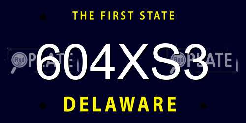 604XS3 Delaware License Plate