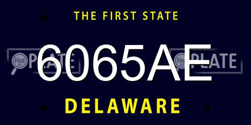 6065AE Delaware License Plate