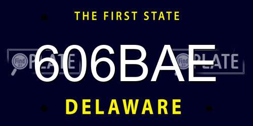 606BAE Delaware License Plate