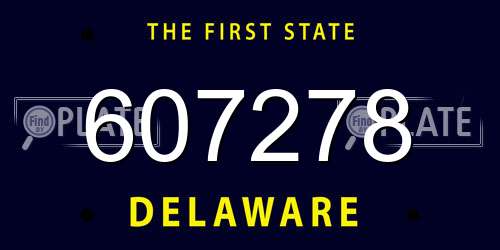 607278 Delaware License Plate