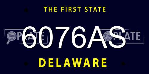 6076AS Delaware License Plate