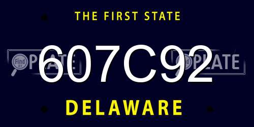 607C92 Delaware License Plate