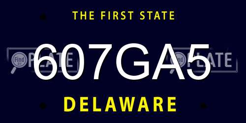 607GA5 Delaware License Plate