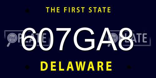 607GA8 Delaware License Plate