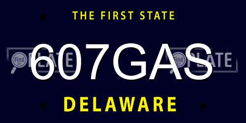 607GAS Delaware License Plate