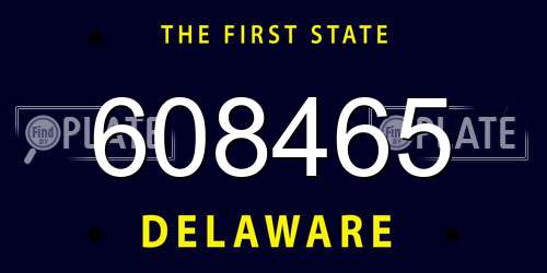 608465 Delaware License Plate