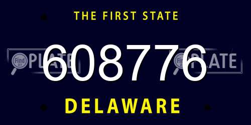 608776 Delaware License Plate