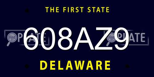 608AZ9 Delaware License Plate
