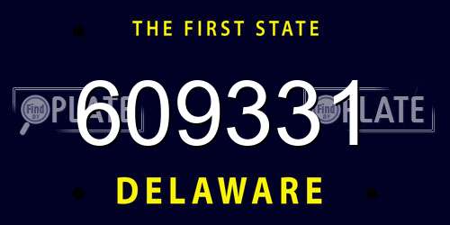 609331 Delaware License Plate