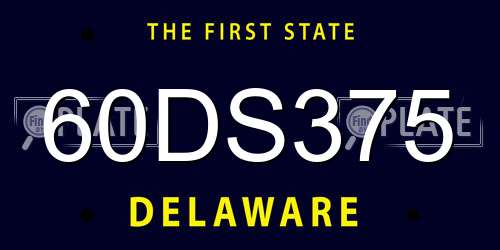 60DS375 Delaware License Plate