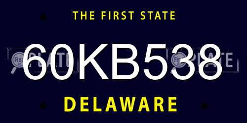 60KB538 Delaware License Plate