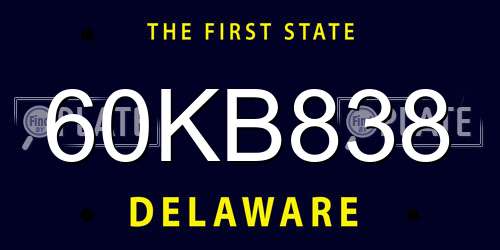 60KB838 Delaware License Plate