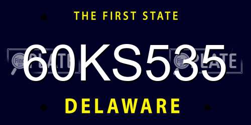 60KS535 Delaware License Plate