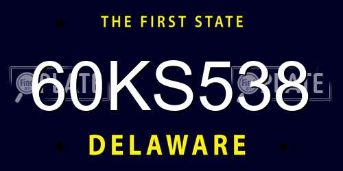60KS538 Delaware License Plate