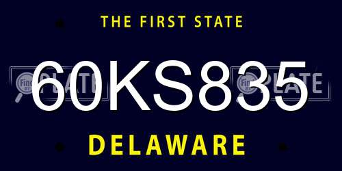 60KS835 Delaware License Plate