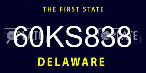 60KS838 Delaware License Plate