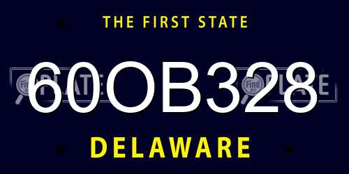 60OB328 Delaware License Plate