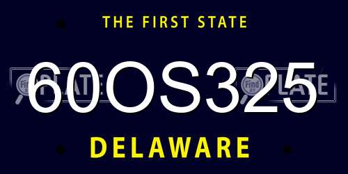 60OS325 Delaware License Plate