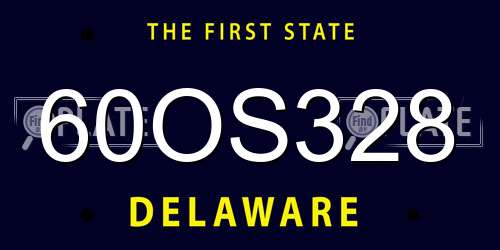 60OS328 Delaware License Plate