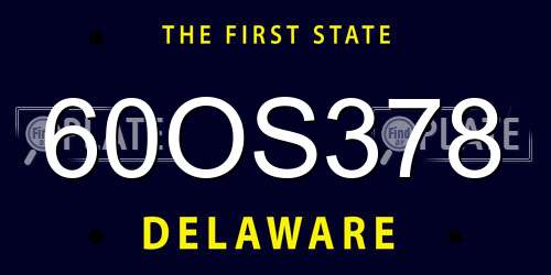 60OS378 Delaware License Plate