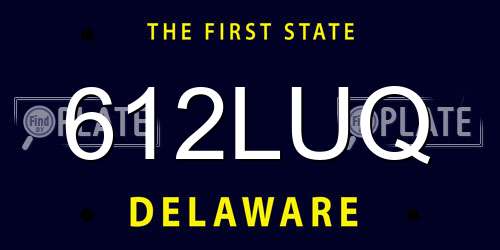 612LUQ Delaware License Plate