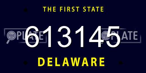 613145 Delaware License Plate
