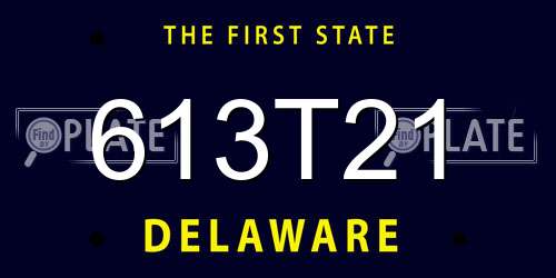613T21 Delaware License Plate