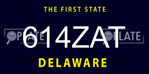 614ZAT Delaware License Plate