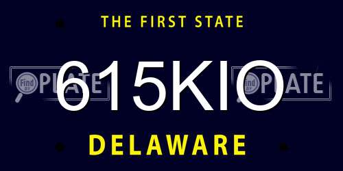 615KIO Delaware License Plate