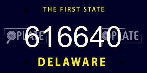 616640 Delaware License Plate