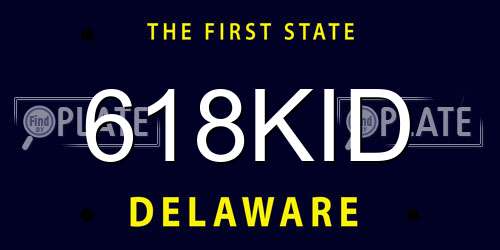 618KID Delaware License Plate