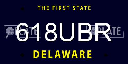 618UBR Delaware License Plate