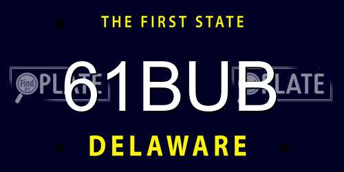 61BUB Delaware License Plate