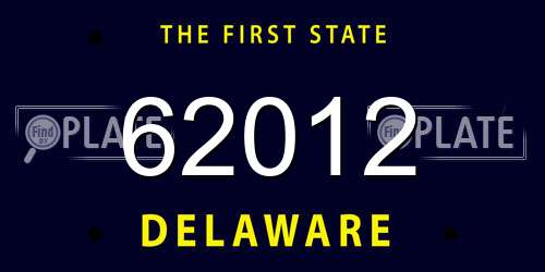 62012 Delaware License Plate
