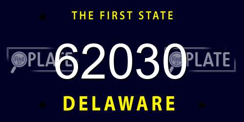 62030 Delaware License Plate