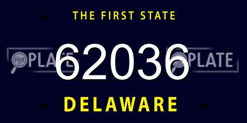 62036 Delaware License Plate