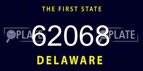 62068 Delaware License Plate