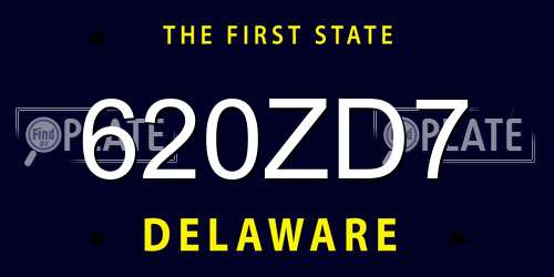 620ZD7 Delaware License Plate