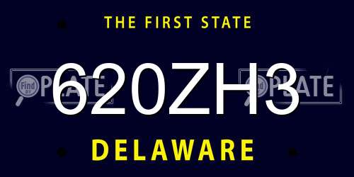 620ZH3 Delaware License Plate
