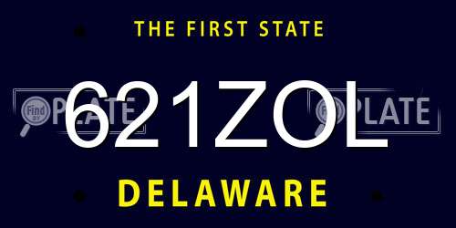 621ZOL Delaware License Plate