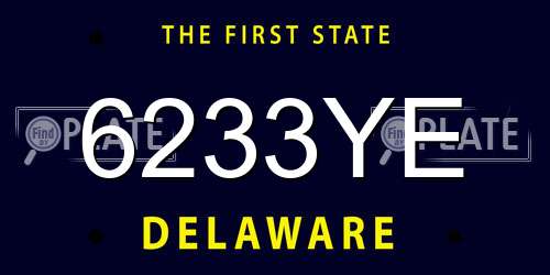 6233YE Delaware License Plate