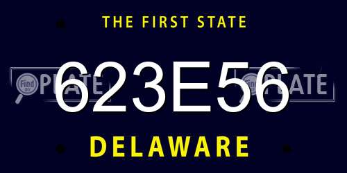 623E56 Delaware License Plate
