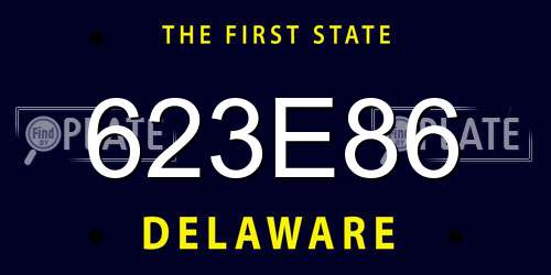 623E86 Delaware License Plate