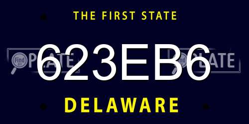 623EB6 Delaware License Plate
