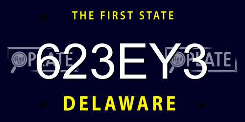 623EY3 Delaware License Plate
