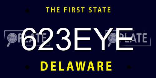 623EYE Delaware License Plate
