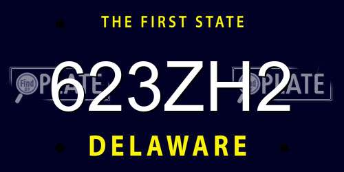 623ZH2 Delaware License Plate