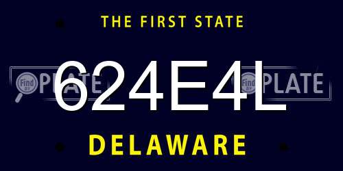 624E4L Delaware License Plate