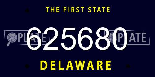 625680 Delaware License Plate