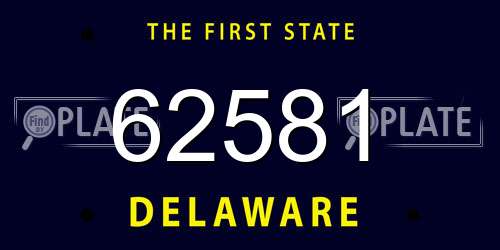 62581 Delaware License Plate